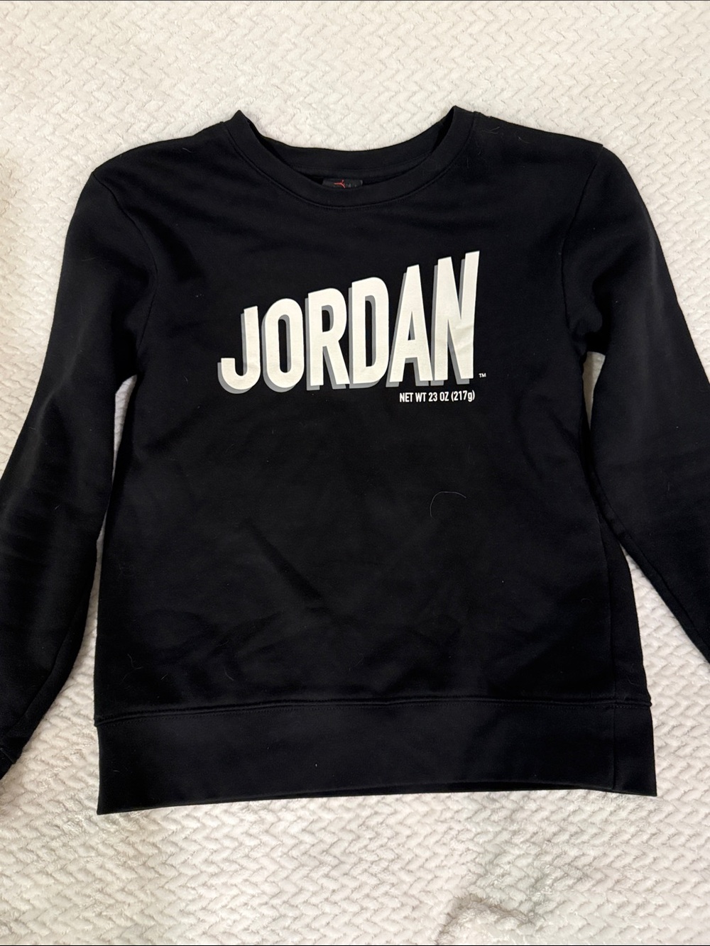 Jordan Youth Black Crewneck Sweatshirt with White Logo Size Large
